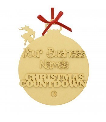 Laser Cut Personalised Business Name's Christmas Countdown Hanging Bauble  - Size Options